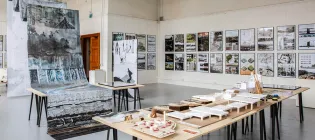 A display of student work in the School of Architecture