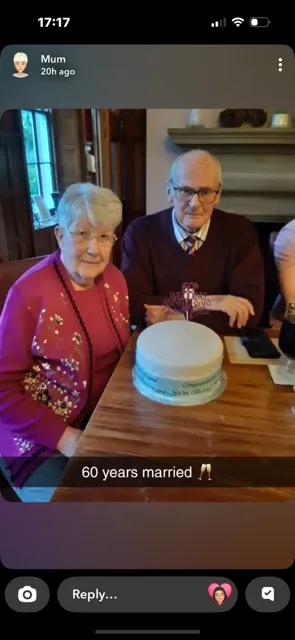 John and Ella Mackie celebrating their Diamond Wedding Anniversary