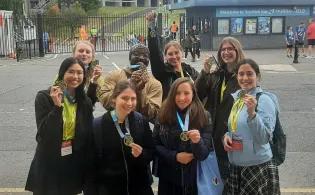 MS Imaging group completing the Edinburgh Kiltwalk (Christine pictured front row, far right; Francesca pictured back row far right) 