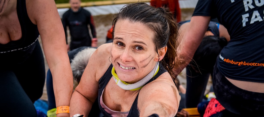 Louise on the Tough Mudder Pyramid